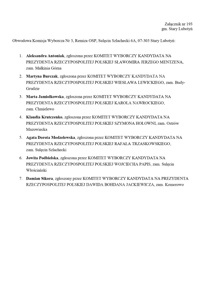 Wybory prezydenckie 2025. Skład obwodowych komisji wyborczych - zdjęcie #49 - eOstroleka.pl