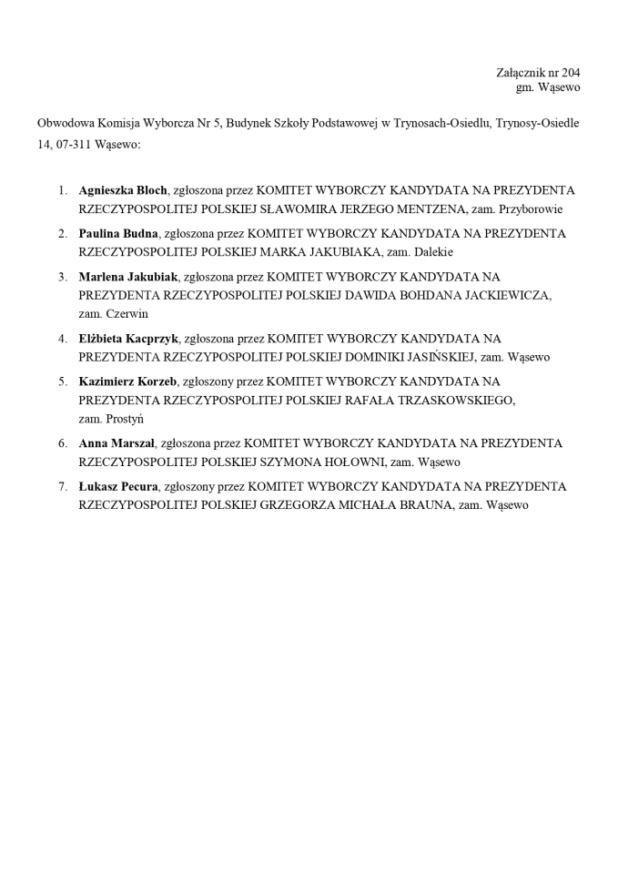 Wybory prezydenckie 2025. Skład obwodowych komisji wyborczych - zdjęcie #38 - eOstroleka.pl