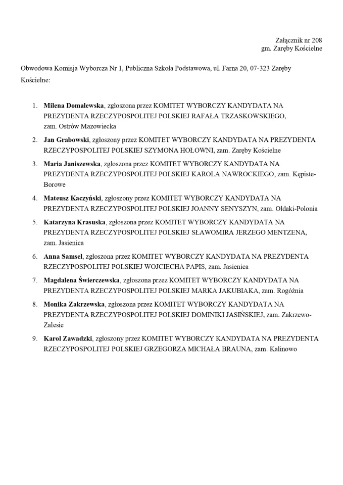 Wybory prezydenckie 2025. Skład obwodowych komisji wyborczych - zdjęcie #34 - eOstroleka.pl