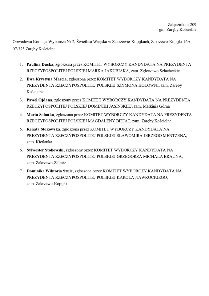 Wybory prezydenckie 2025. Skład obwodowych komisji wyborczych - zdjęcie #33 - eOstroleka.pl