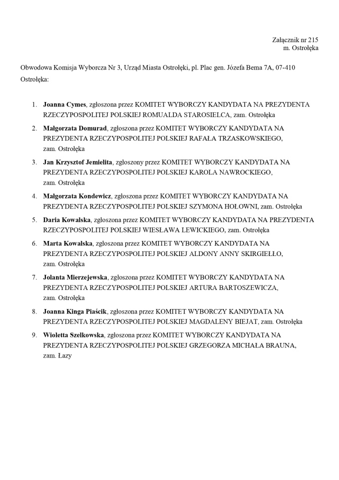 Wybory prezydenckie 2025. Skład obwodowych komisji wyborczych - zdjęcie #27 - eOstroleka.pl