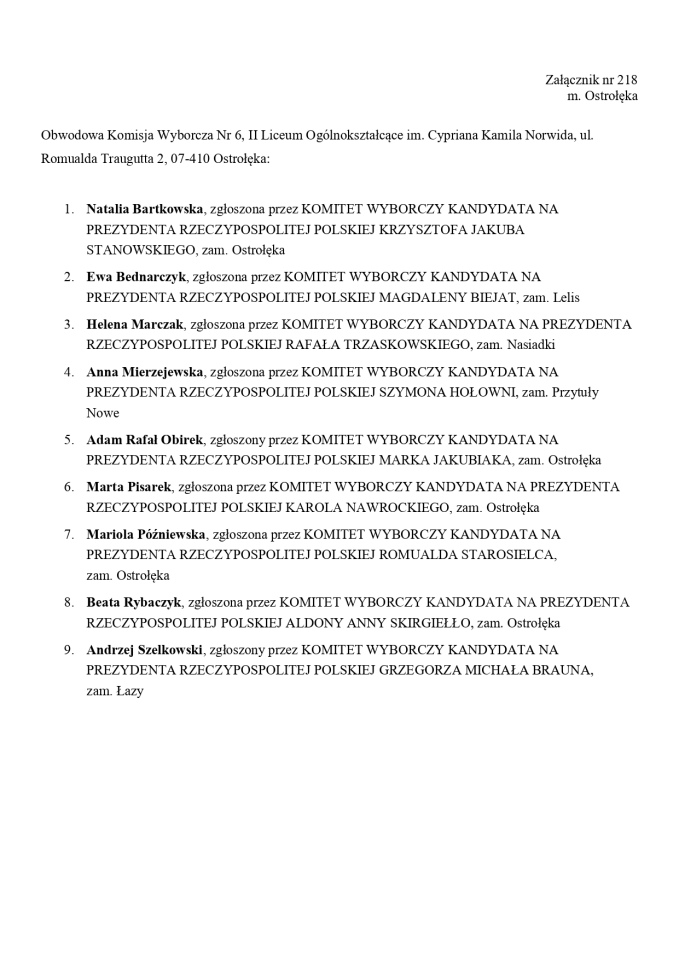 Wybory prezydenckie 2025. Skład obwodowych komisji wyborczych - zdjęcie #24 - eOstroleka.pl