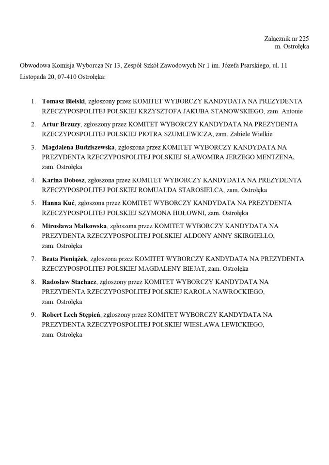 Wybory prezydenckie 2025. Skład obwodowych komisji wyborczych - zdjęcie #17 - eOstroleka.pl
