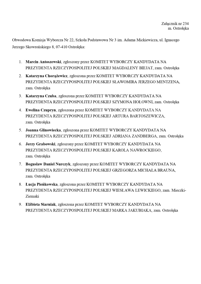 Wybory prezydenckie 2025. Skład obwodowych komisji wyborczych - zdjęcie #8 - eOstroleka.pl