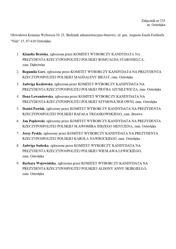 Wybory prezydenckie 2025. Skład obwodowych komisji wyborczych - zdjęcie #7 - eOstroleka.pl