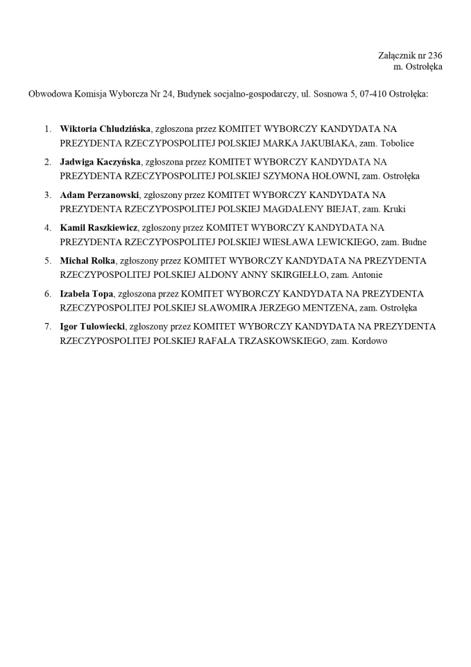 Wybory prezydenckie 2025. Skład obwodowych komisji wyborczych - zdjęcie #6 - eOstroleka.pl