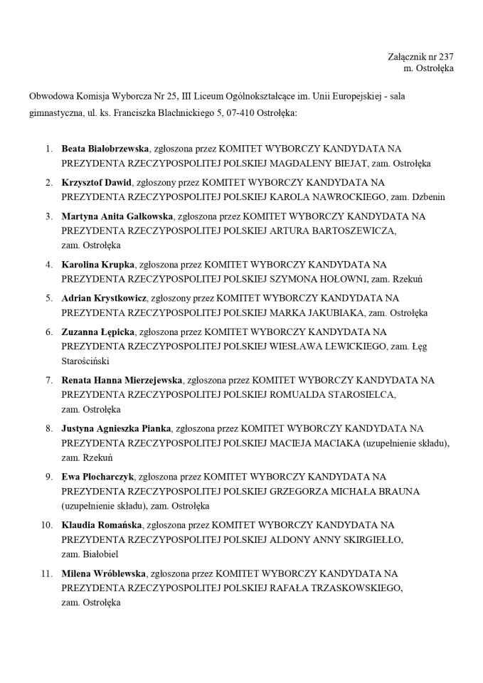 Wybory prezydenckie 2025. Skład obwodowych komisji wyborczych - zdjęcie #5 - eOstroleka.pl