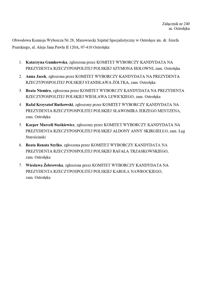 Wybory prezydenckie 2025. Skład obwodowych komisji wyborczych - zdjęcie #2 - eOstroleka.pl