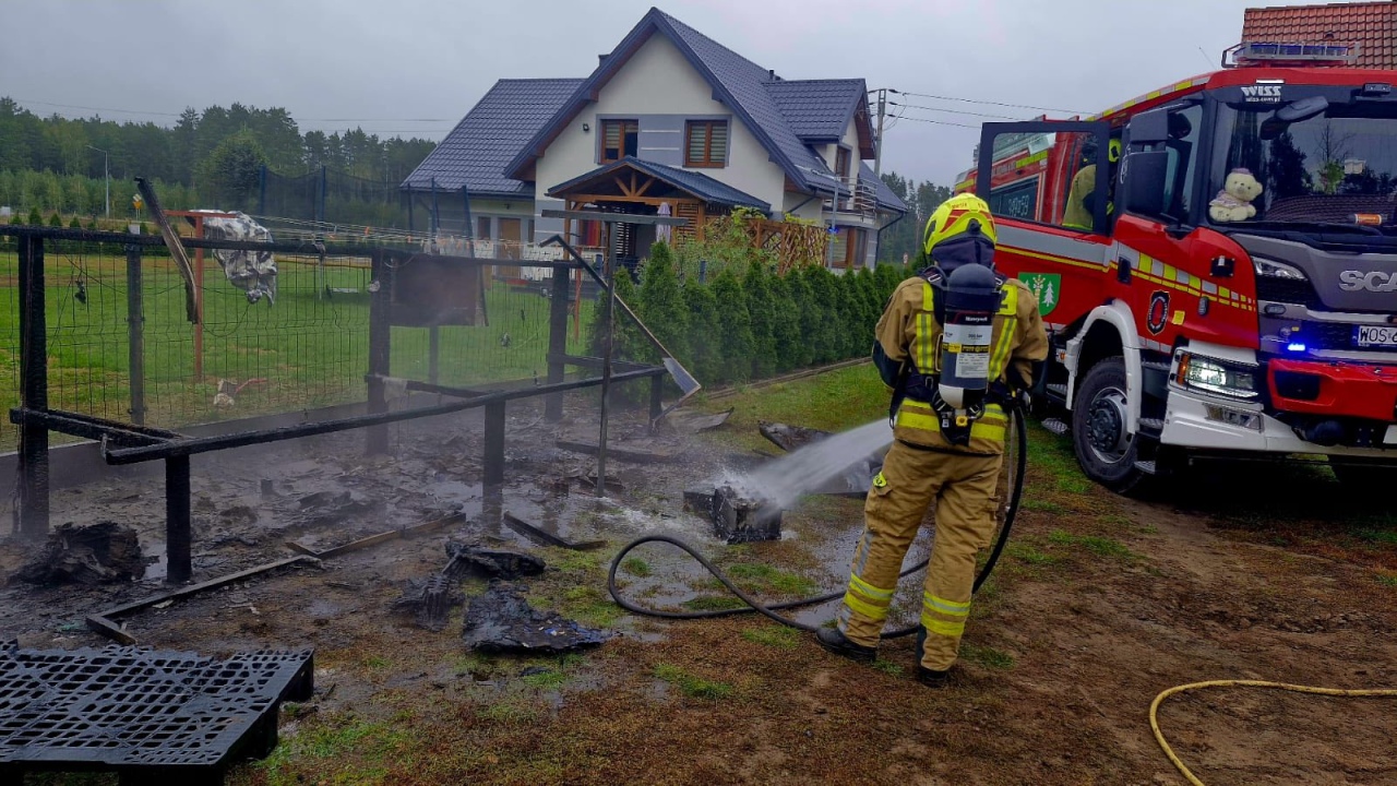 Pożar fotowoltaikiw Łysych [30.09.2025] - zdjęcie #2 - eOstroleka.pl