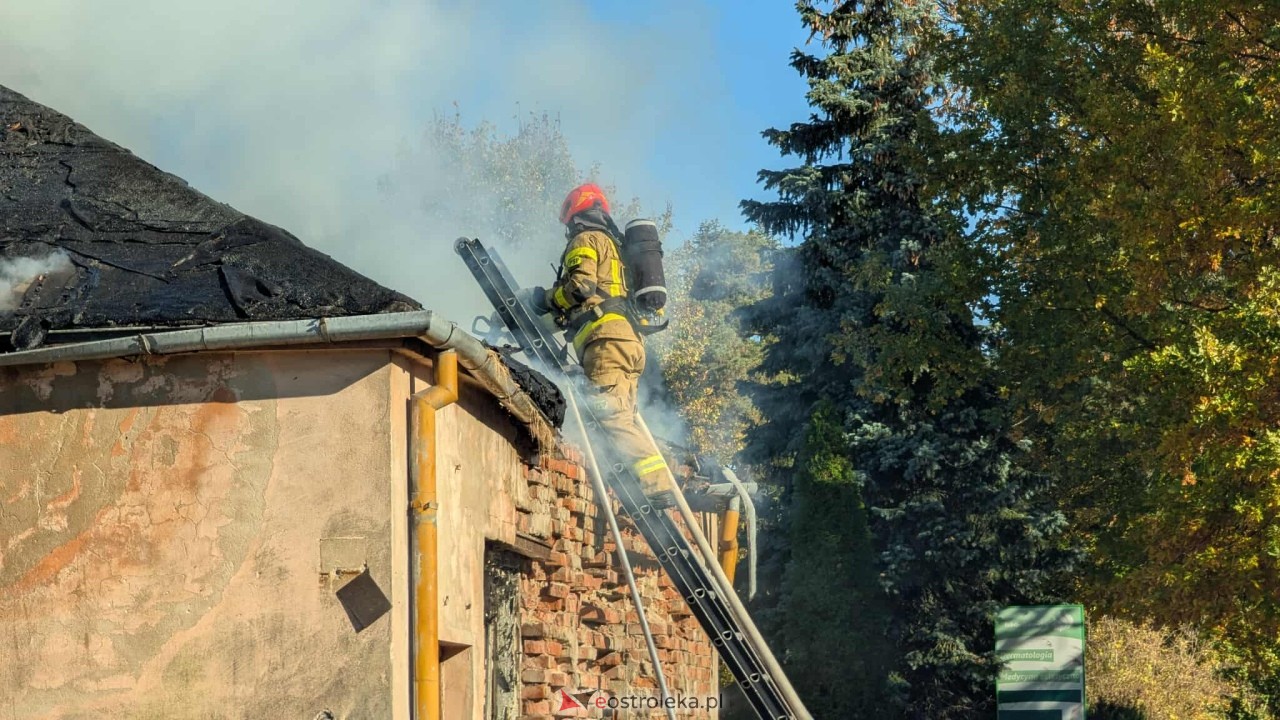 Pożar pustostanu na Kickiego [21.10.2025] - zdjęcie #16 - eOstroleka.pl