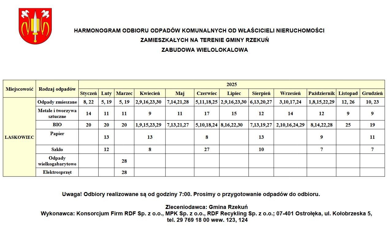 Harmonogramy odbioru odpadów komunalnych gminie Rzekuń 2026 - zdjęcie #13 - eOstroleka.pl