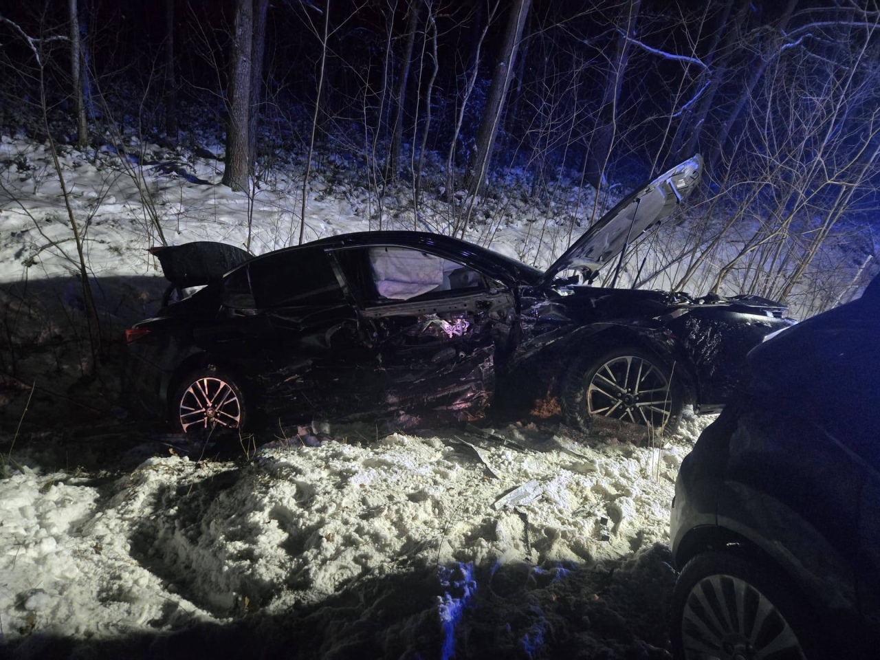 Wypadek na trasie Ostrołęka - Goworowo. Zderzenie kilku aut w Czarnowcu [12.01.2026] - zdjęcie #3 - eOstroleka.pl