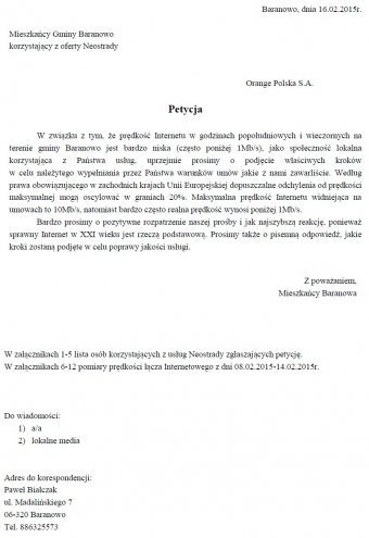 Petycja mieszkańców gminy Baranowo w sprawie niskiej prędkości internetu [16.02.2015] - zdjęcie #8 - eOstroleka.pl