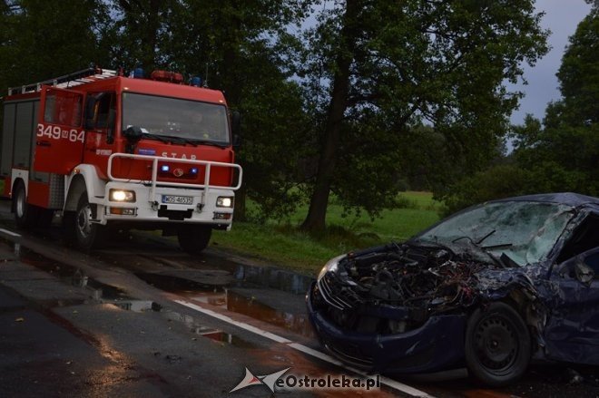 Wypadek pod Myszyńcem. Po czołowym zderzeniu opla z przyczepką DK-53 jest zablokowana [20.09.2015] - zdjęcie #31 - eOstroleka.pl