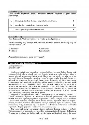 Egzamin gimnazjalny 2016: Język Polski [ARKUSZE EGZAMINACYJNE] - zdjęcie #6 - eOstroleka.pl