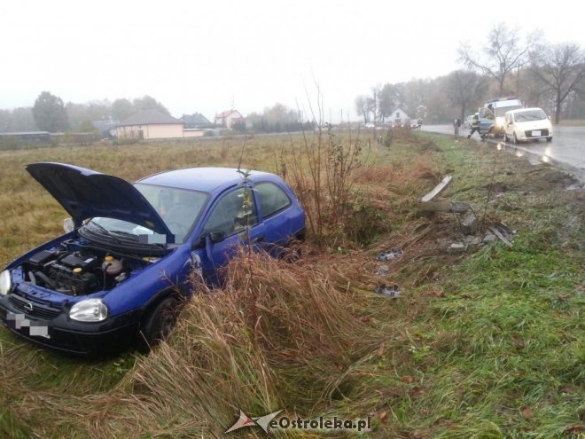 Wypadek w Czarnowcu: 20-latka kierująca oplem wjechała w betonowy słup [25.10.2016] - zdjęcie #1 - eOstroleka.pl